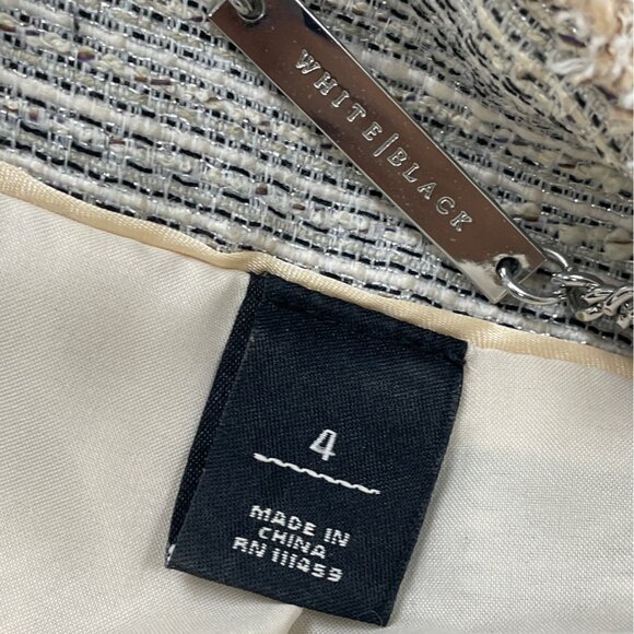 White House Black Market Womens Jacket Silver & Cream Open Front Modern Sz 4 - Picture 9 of 11